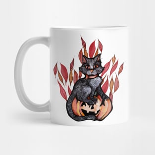 Autumn Black Cat Jack O Lantern Mug